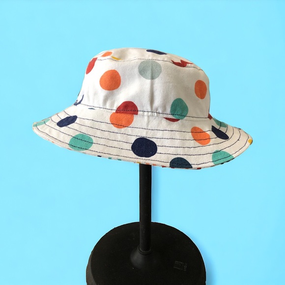 NWOT HANDMADE REVERSIBLE Canvas Child Bucket Hat Alphabet & Polka Dots 19-20.5” - Picture 4 of 8